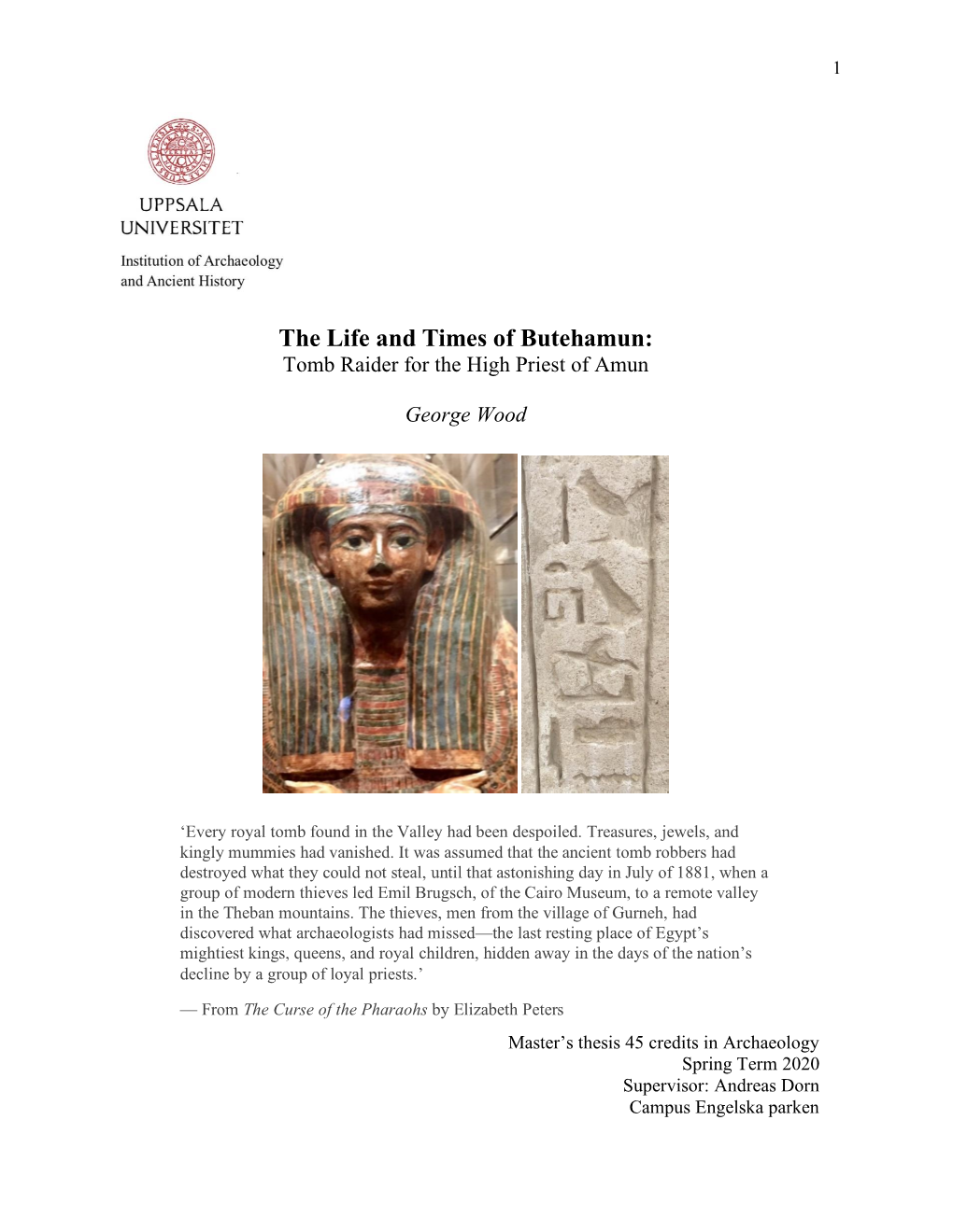 The Life and Times of Butehamun: Tomb Raider for the High Priest of Amun