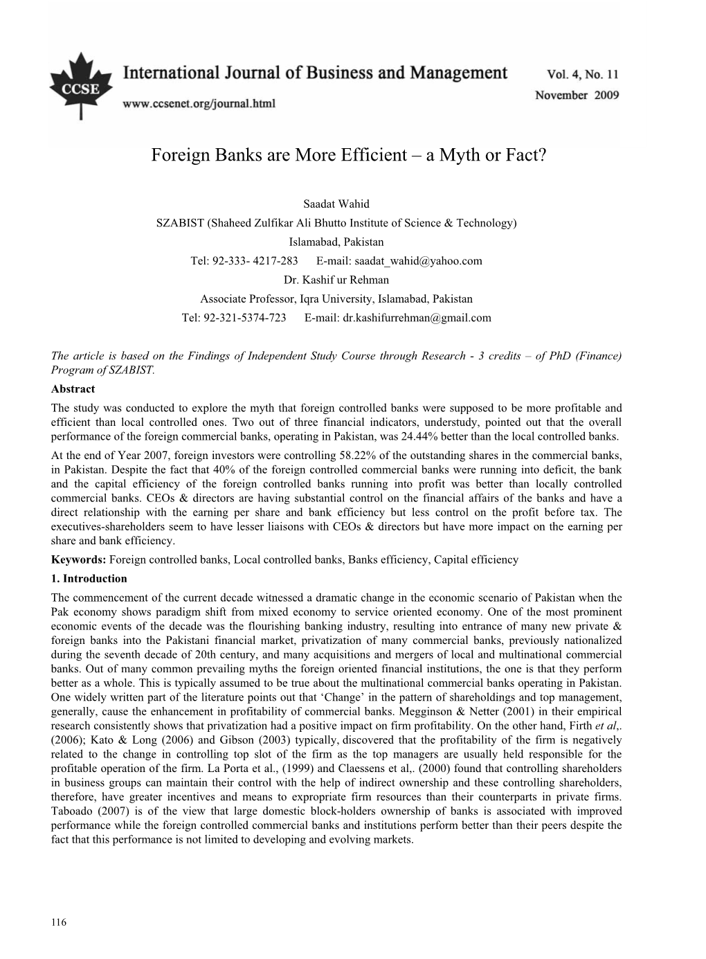 Foreign Banks Are More Efficient – a Myth Or Fact?