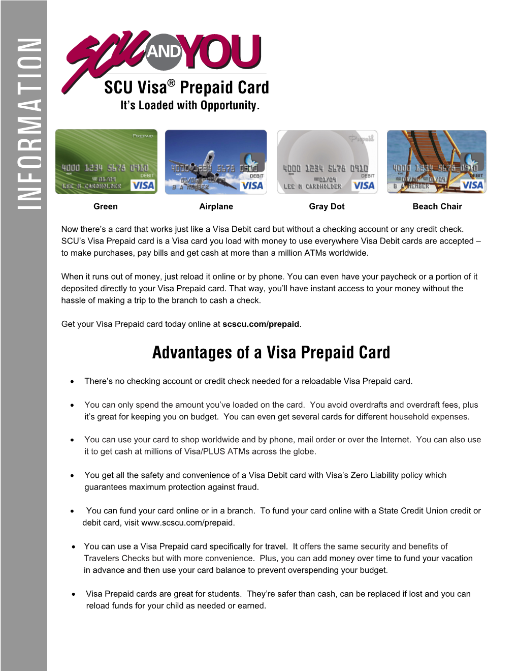 SCU Visa® Prepaid Card It’S Loaded with Opportunity