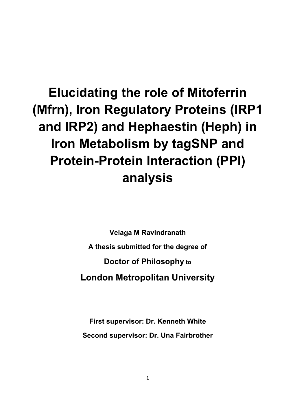 In Iron Metabolism by Tagsnp and Protein-Protein Interaction (PPI) Analysis