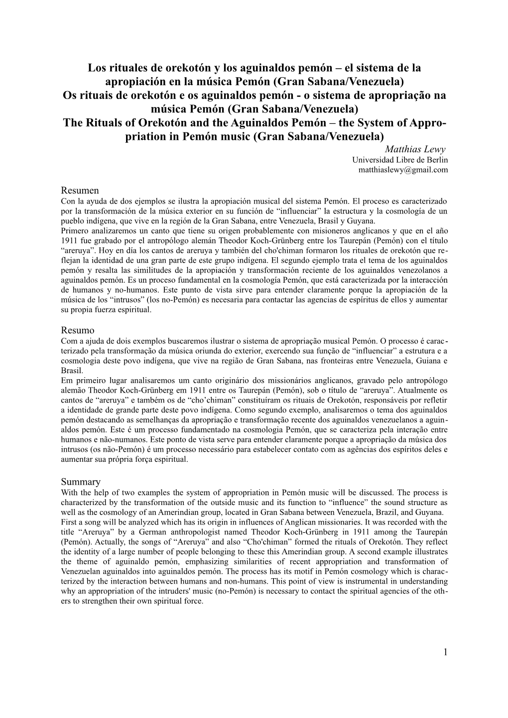 Los Rituales De Orekotón Y Los Aguinaldos Pemón