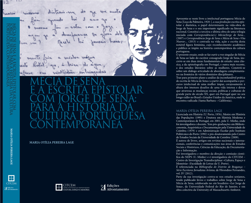 MÉCIA De SENA E a ESCRITA EPISTOLAR COM JORGE DE SENA: PARA a HISTÓRIA DA CULTURA PORTUGUESA CONTEMPORÂNEA