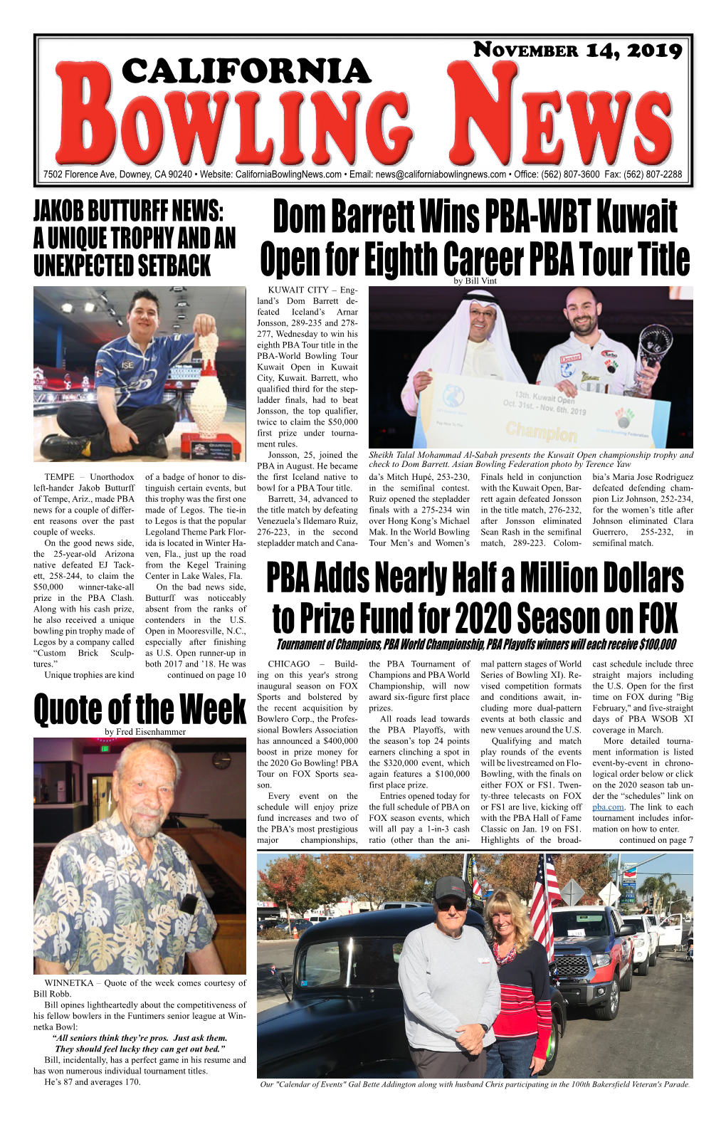 Dom Barrett Wins PBA-WBT Kuwait Open for Eighth Career PBA Tour Title