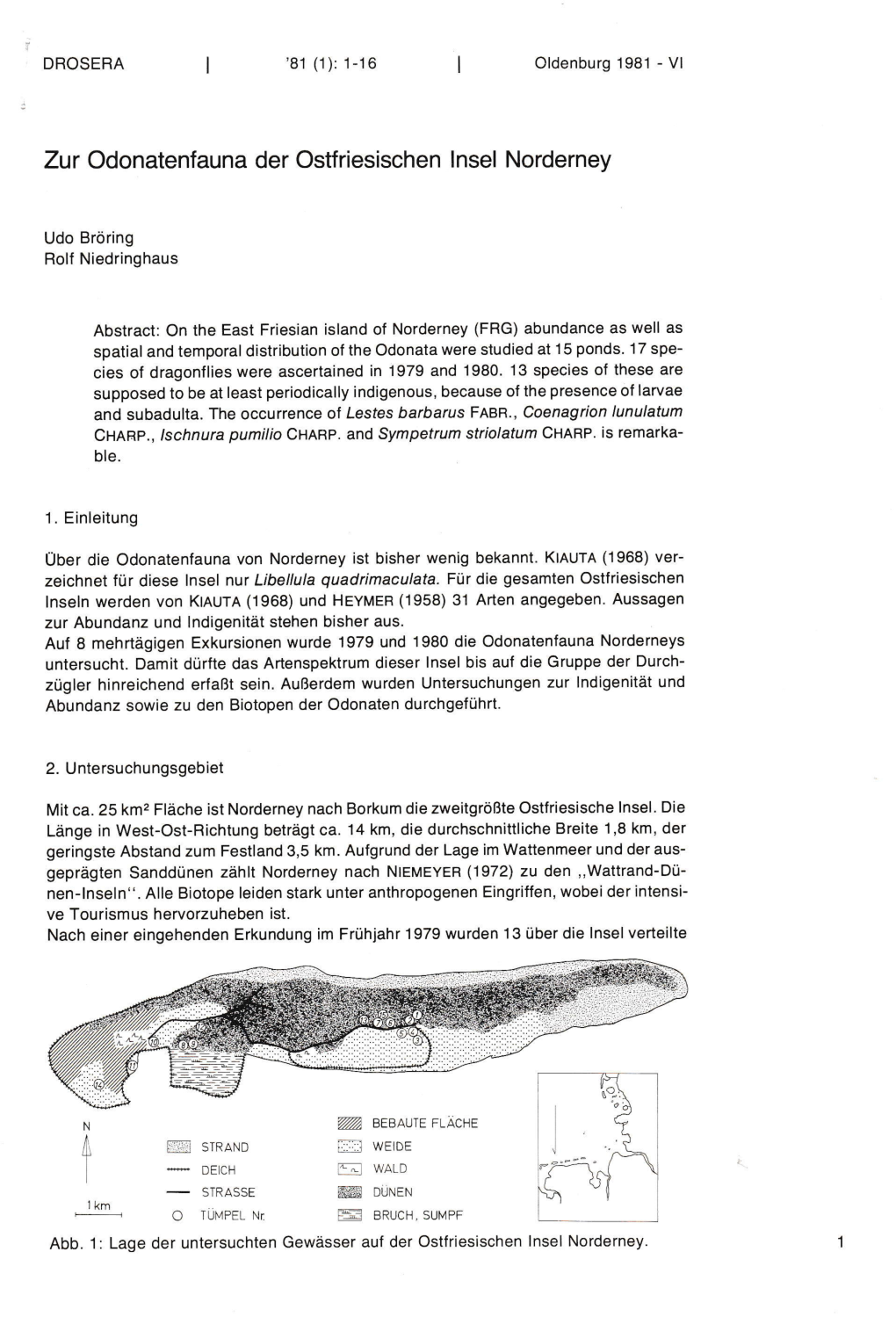 Zur Odonatenfauna Der Ostfriesischen Lnsel Norderney