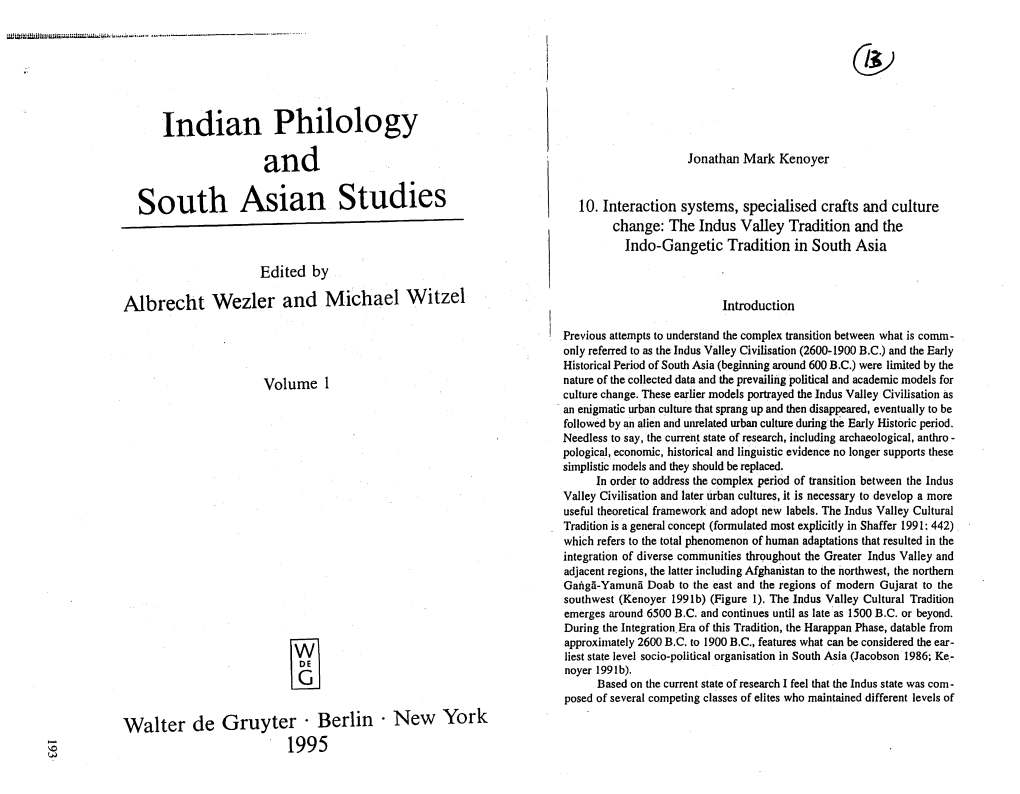 Indian Philology and South Asian Studies