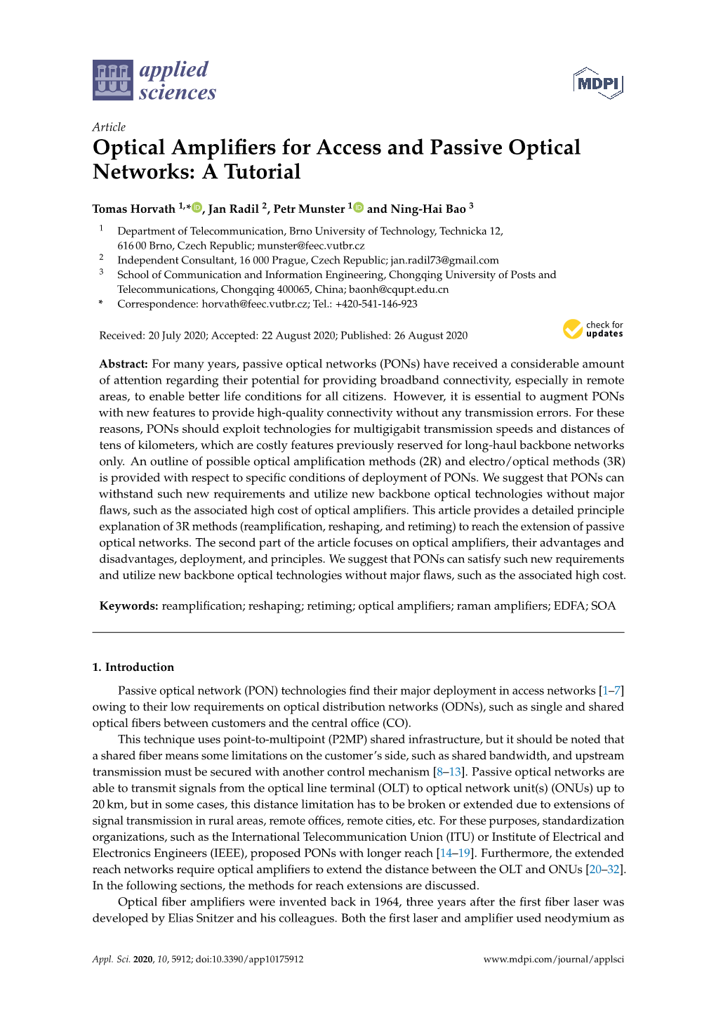 Optical Amplifiers for Access and Passive Optical Networks