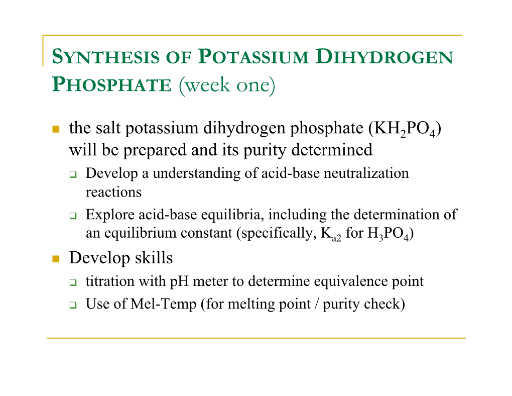 PHOSPHATE (Week One)