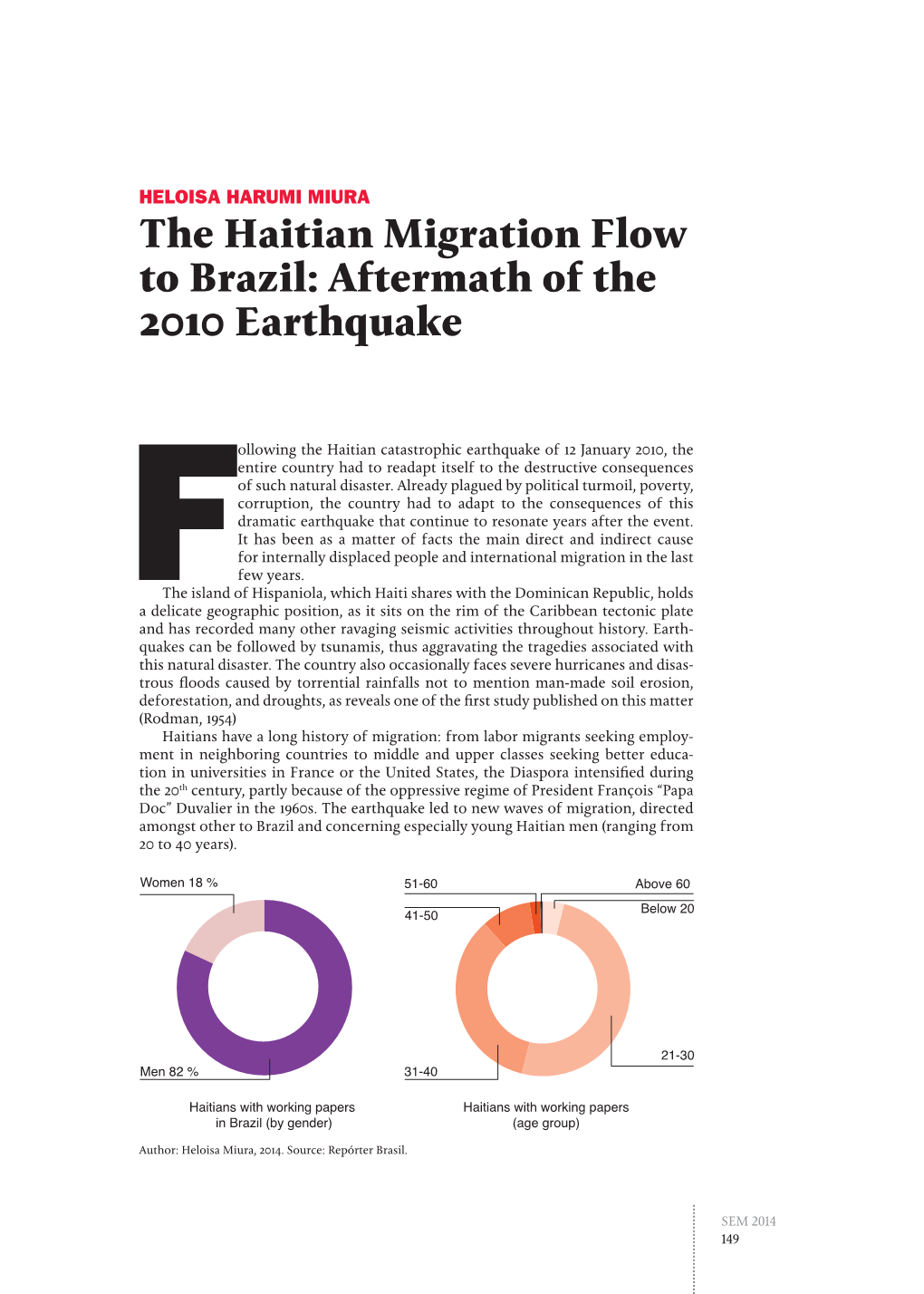 The Haitian Migration Flow to Brazil: Aftermath of the 2010 Earthquake