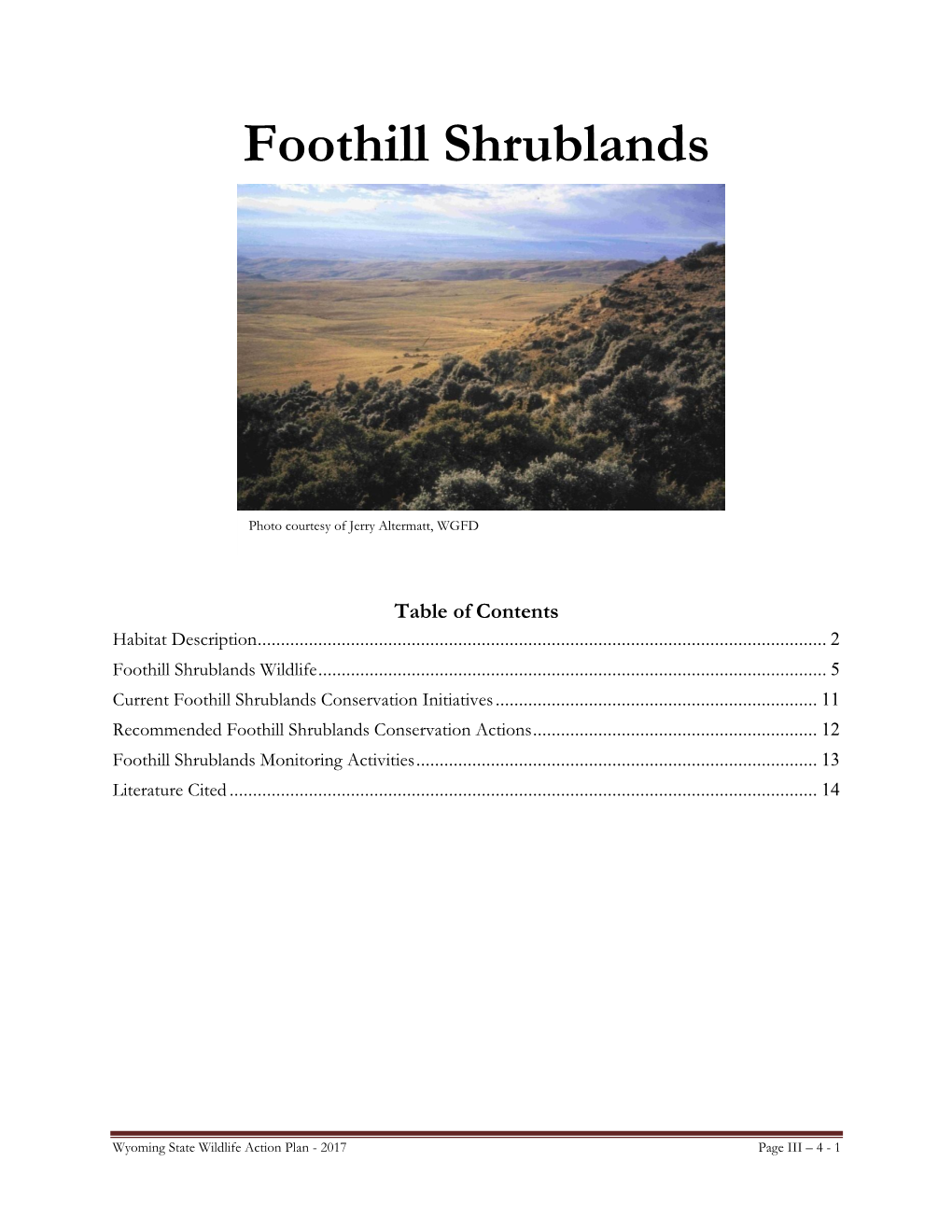 Foothill Shrublands