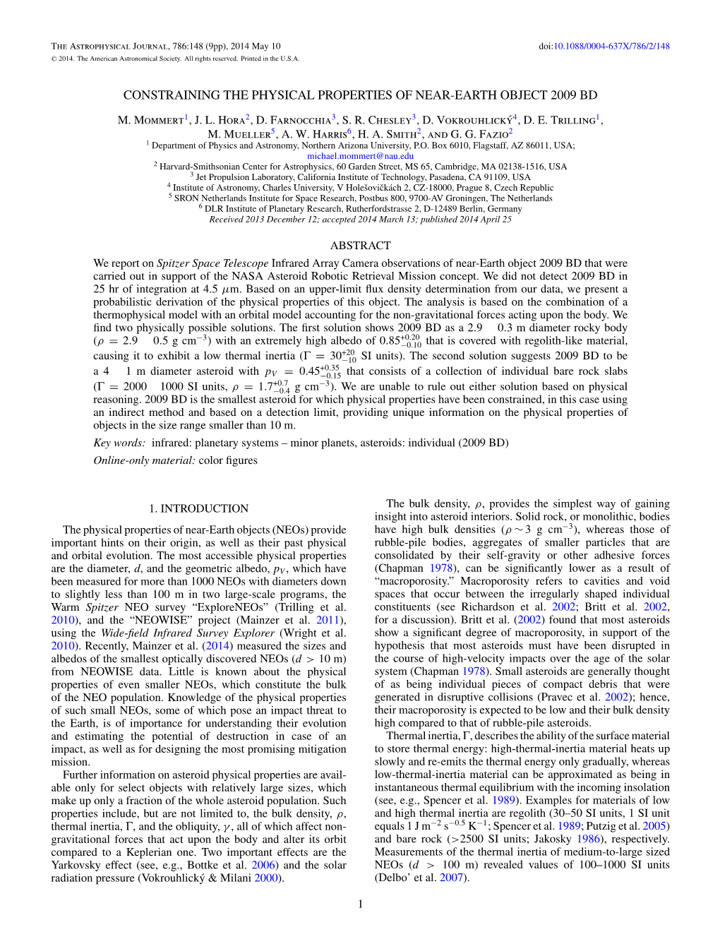 Constraining the Physical Properties of Near-Earth Object 2009 Bd