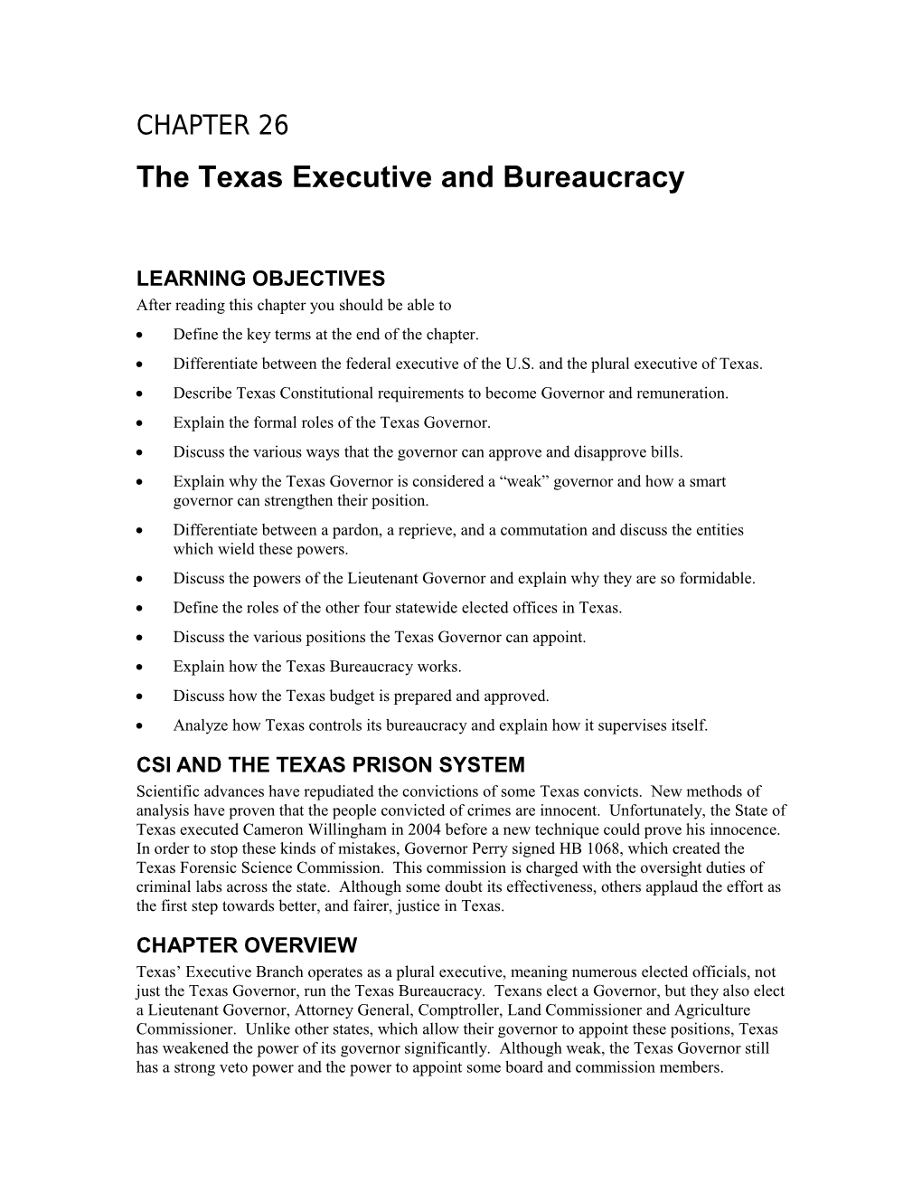 The Texas Executive and Bureaucracy