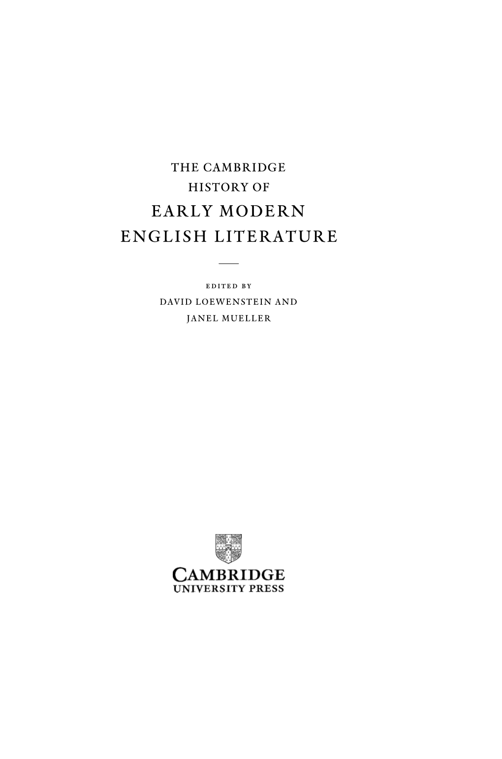 Early Modern English Literature