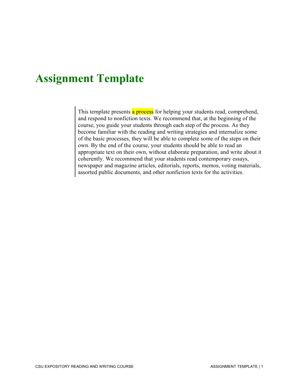 Assignment Template