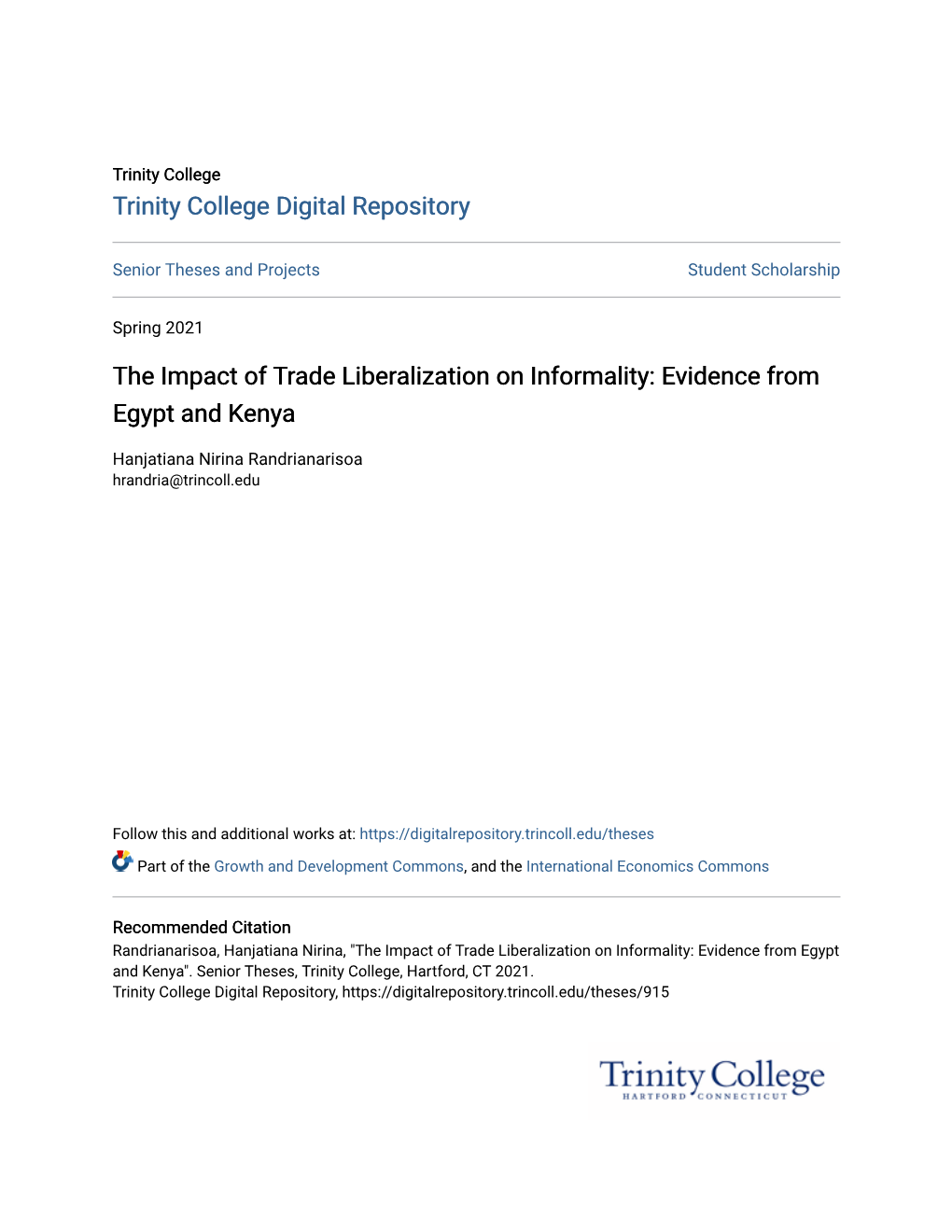 The Impact of Trade Liberalization on Informality: Evidence from Egypt and Kenya