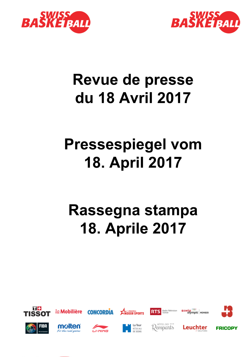 Revue De Presse Du 18 Avril 2017 Pressespiegel Vom 18. April 2017