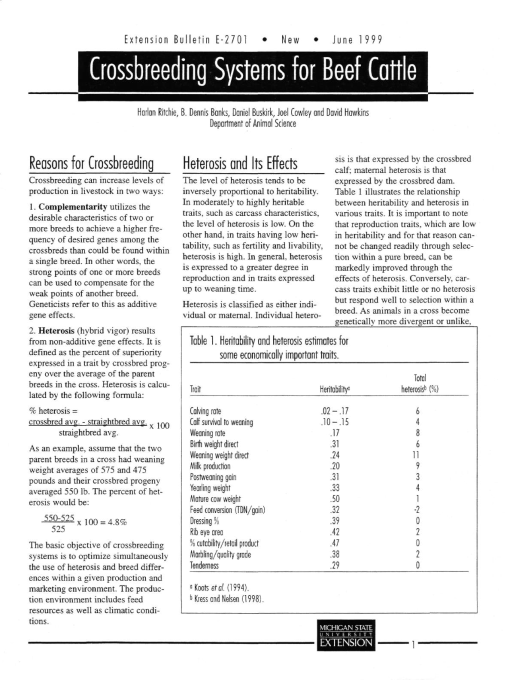 Crossbreeding Systems for Beef Cattle