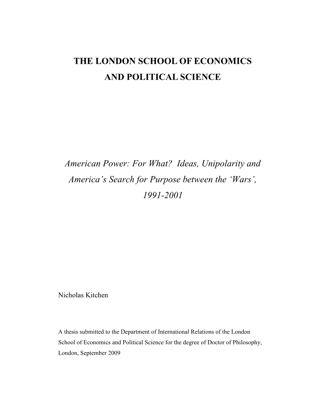 The London School of Economics and Political Science