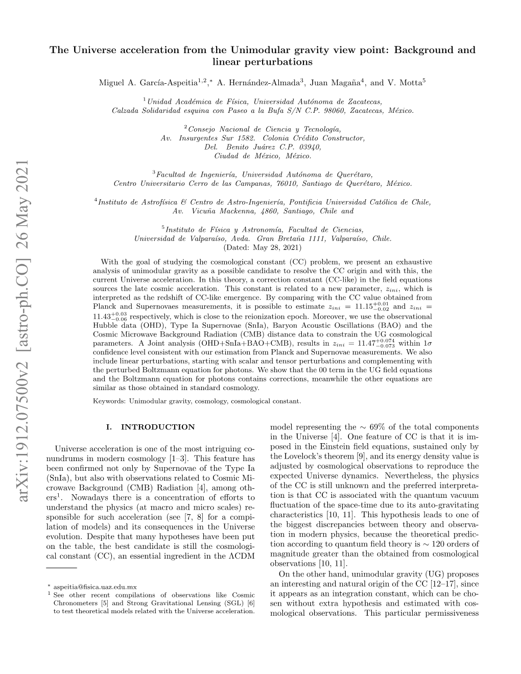 Arxiv:1912.07500V2 [Astro-Ph.CO] 26 May 2021