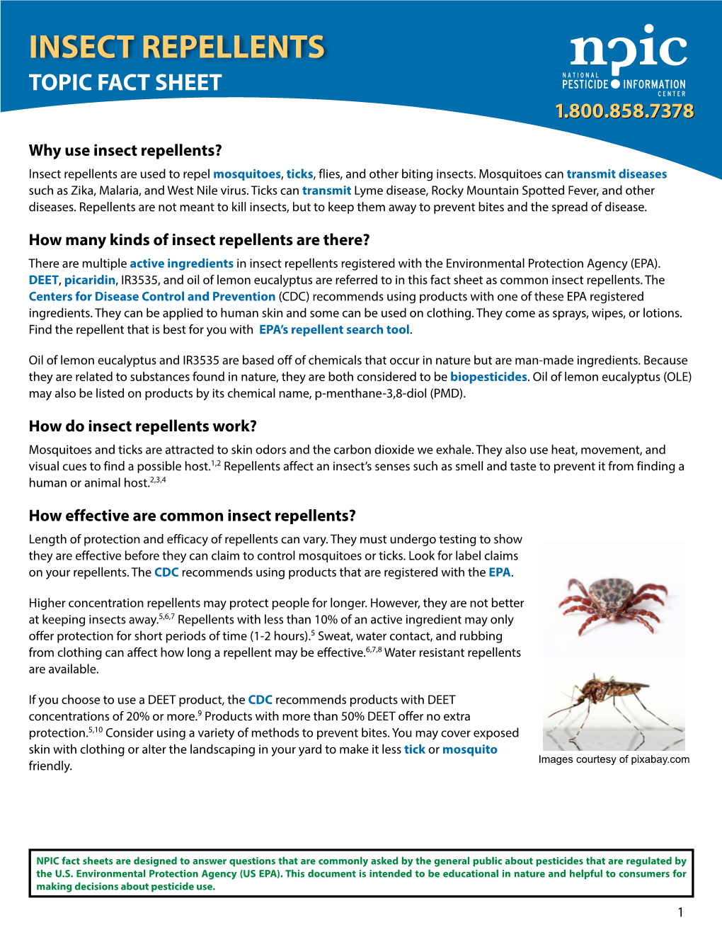 Insect Repellents Topic Fact Sheet