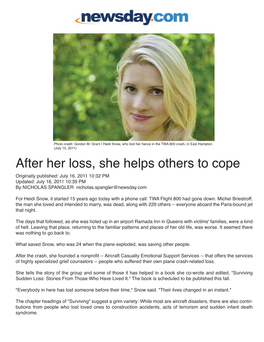 After Her Loss, She Helps Others to Cope