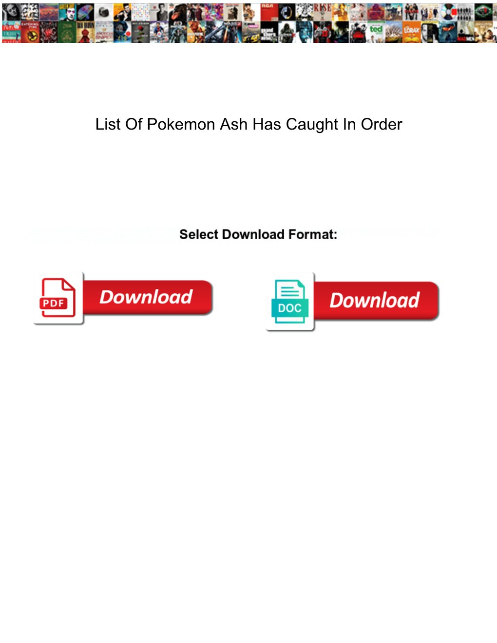 List of Pokemon Ash Has Caught in Order