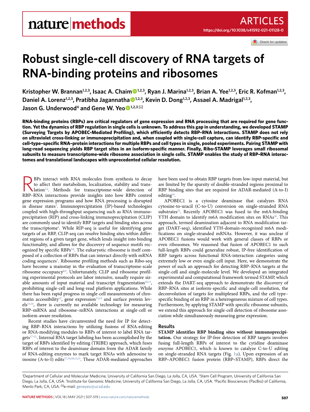 Robust Single-Cell Discovery of RNA Targets of RNA-Binding Proteins and Ribosomes