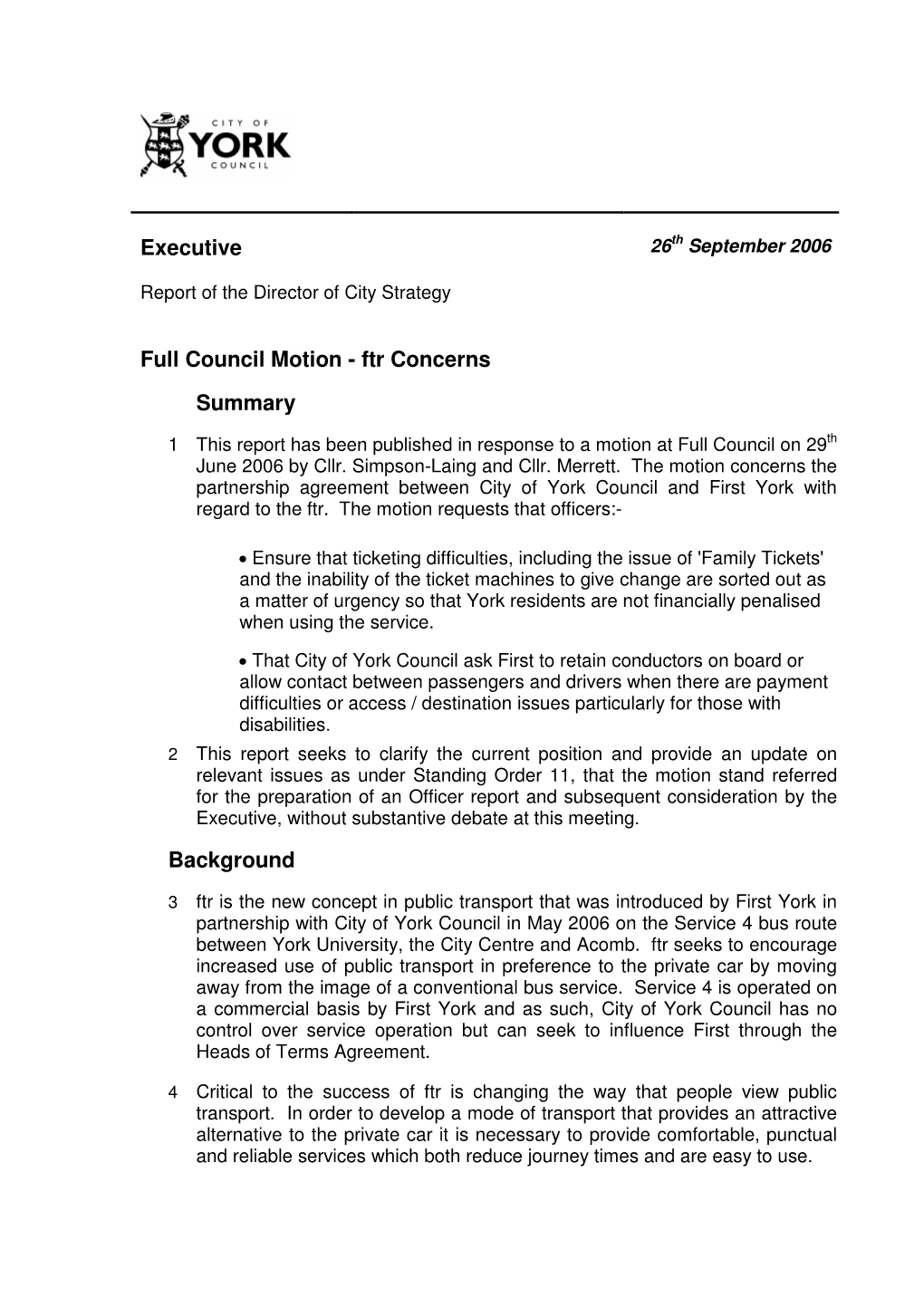 Executive Full Council Motion