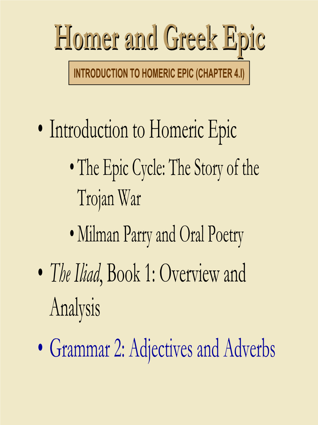 Homer and Greek Epic