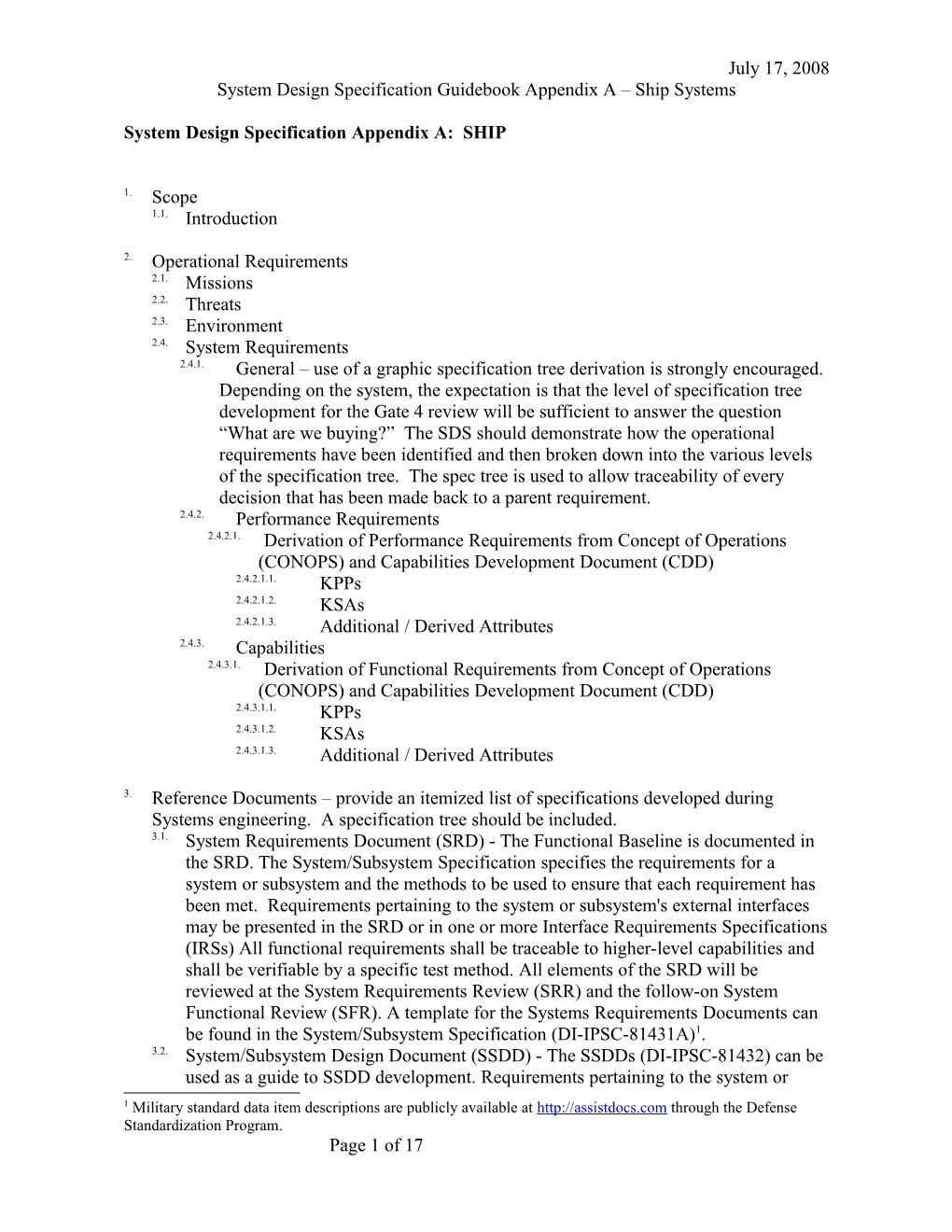 System Design Specification Appendix A: SHIP