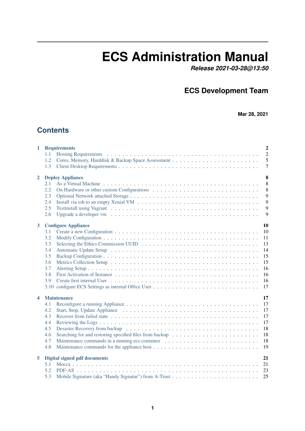 ECS Administration Manual Release 2021-03-28@13:50