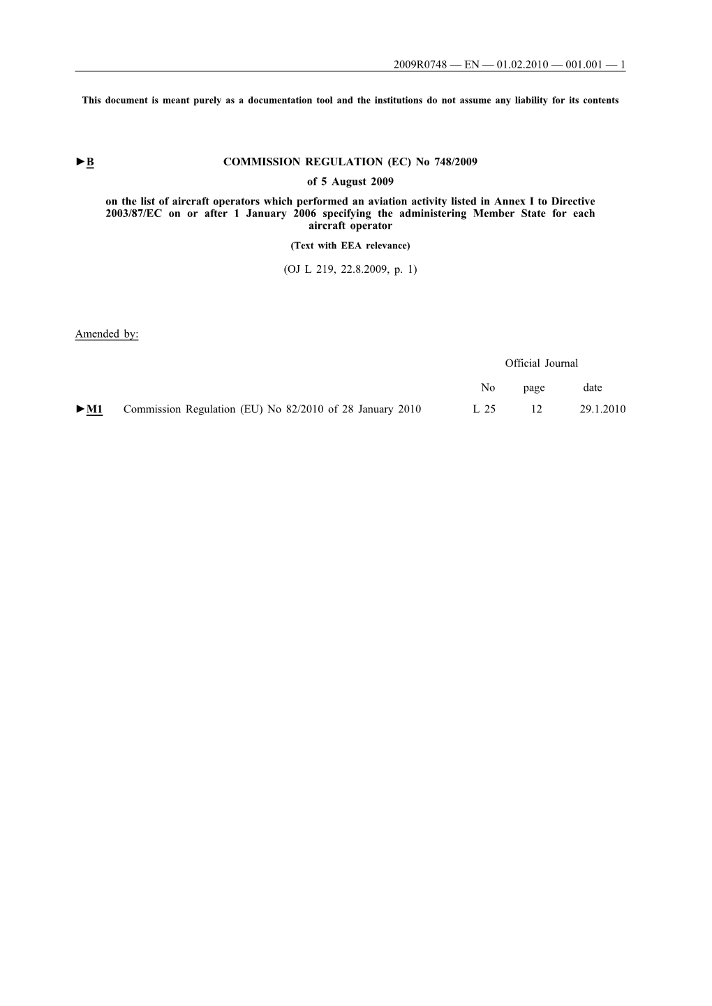 B COMMISSION REGULATION (EC) No 748