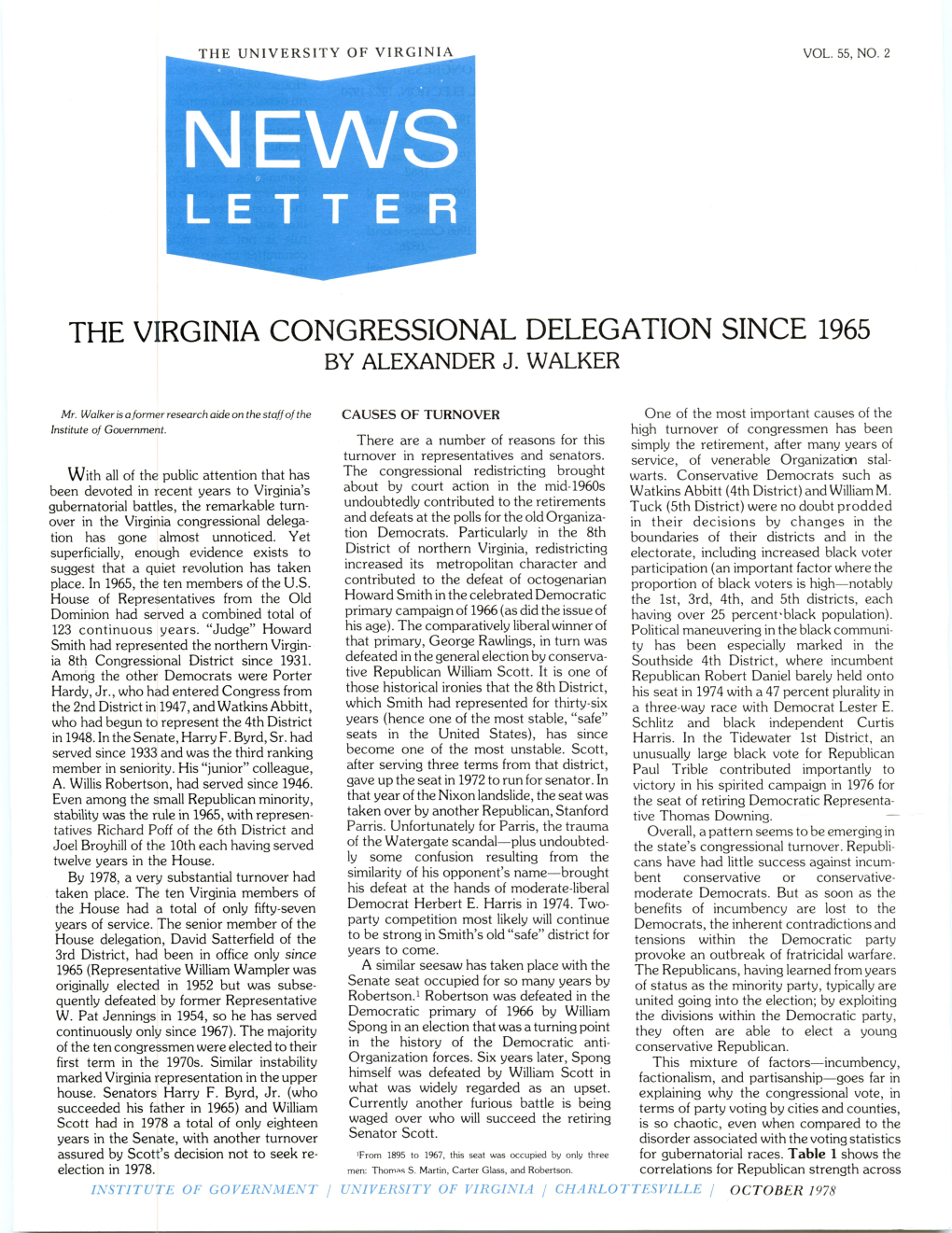 The Virginia Congressional Delegation Since 1965 by Alexander J