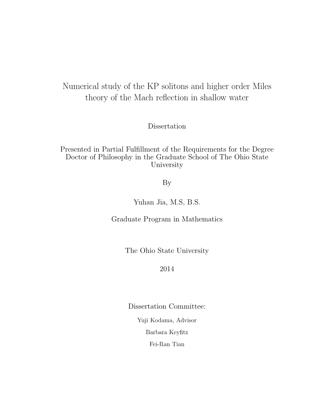 Numerical Study of the KP Solitons and Higher Order Miles Theory of the Mach Reﬂection in Shallow Water