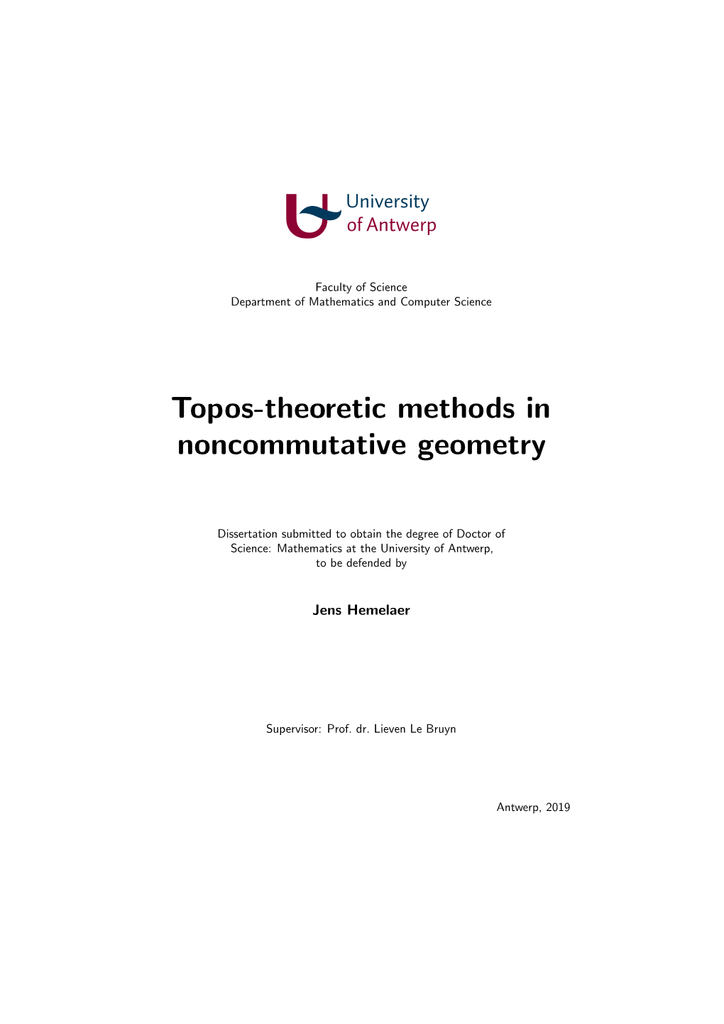 Topos-Theoretic Methods in Noncommutative Geometry