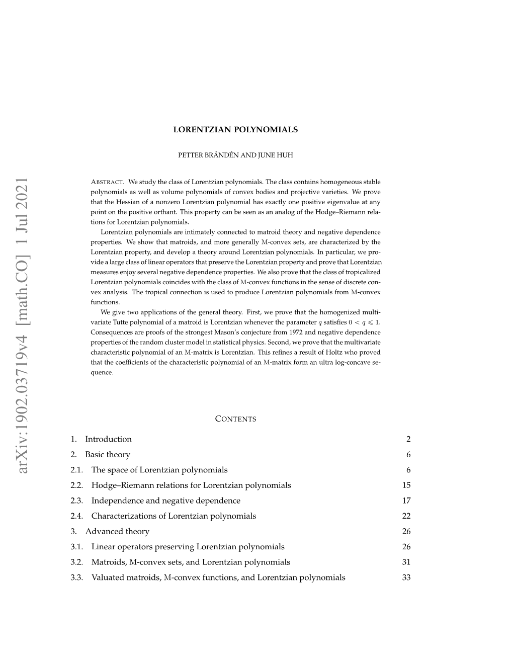 Arxiv:1902.03719V4 [Math.CO] 1 Jul 2021 2.1