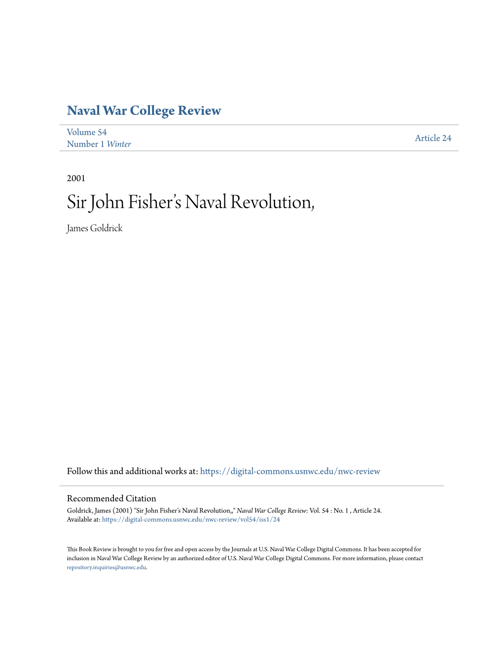 Sir John Fisher's Naval Revolution