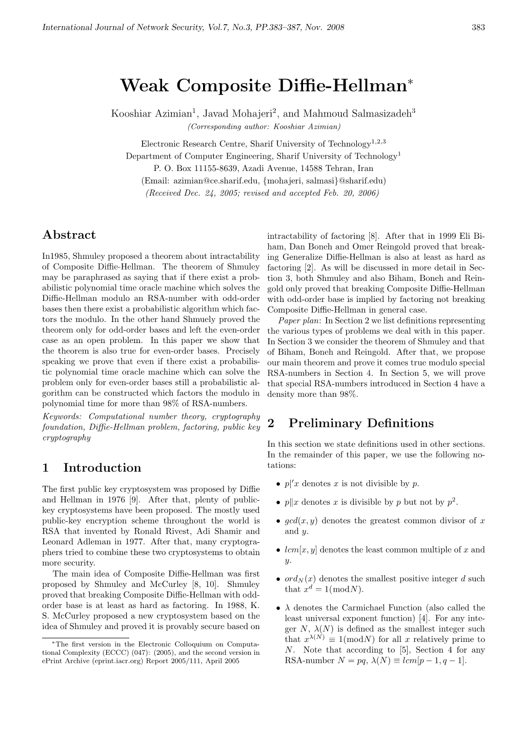 Weak Composite Diffie-Hellman