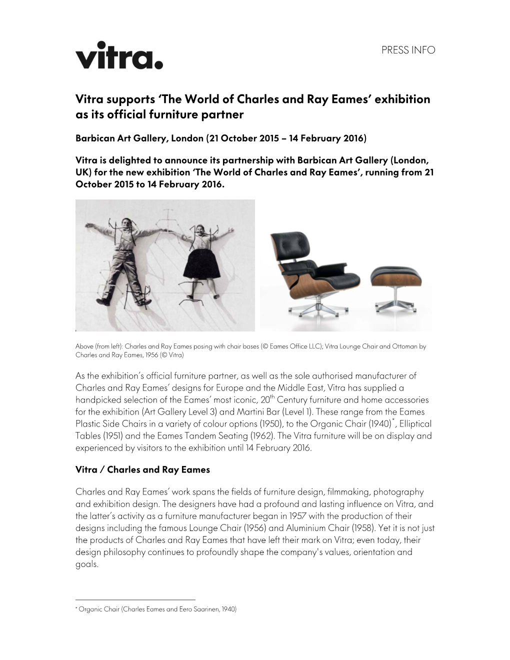 Vitra Supports 'The World of Charles and Ray Eames'