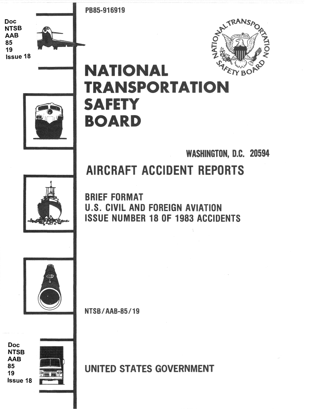 NTSB-.AAB~85-19 Brief Format U.S