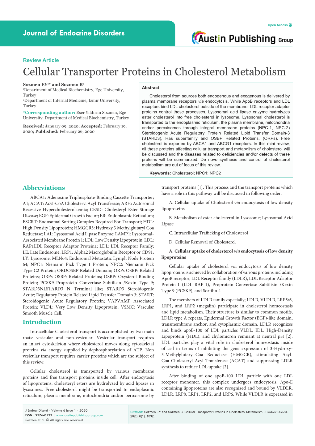 Cellular Transporter Proteins in Cholesterol Metabolism