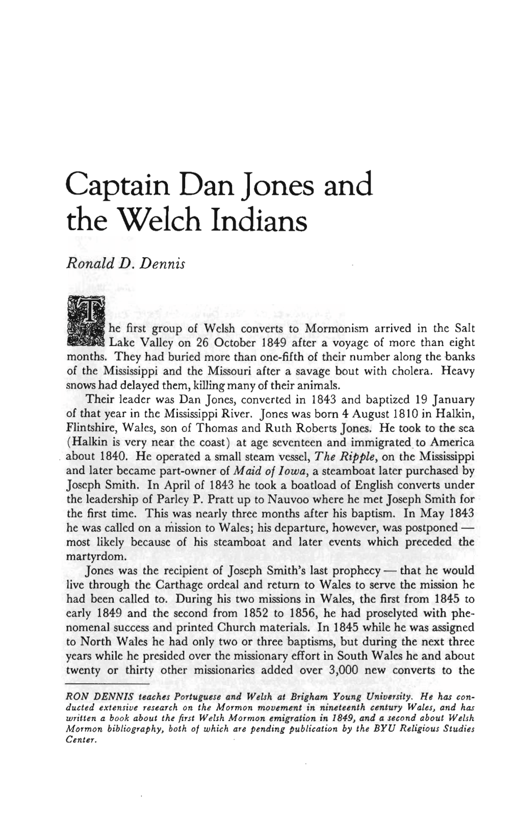 Captain Dan Jones and the Welch Indians