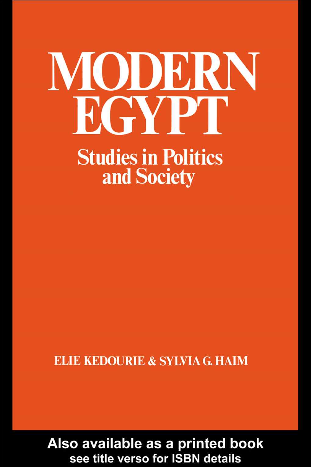 Mordern Egypt: Studies in Politics and Society