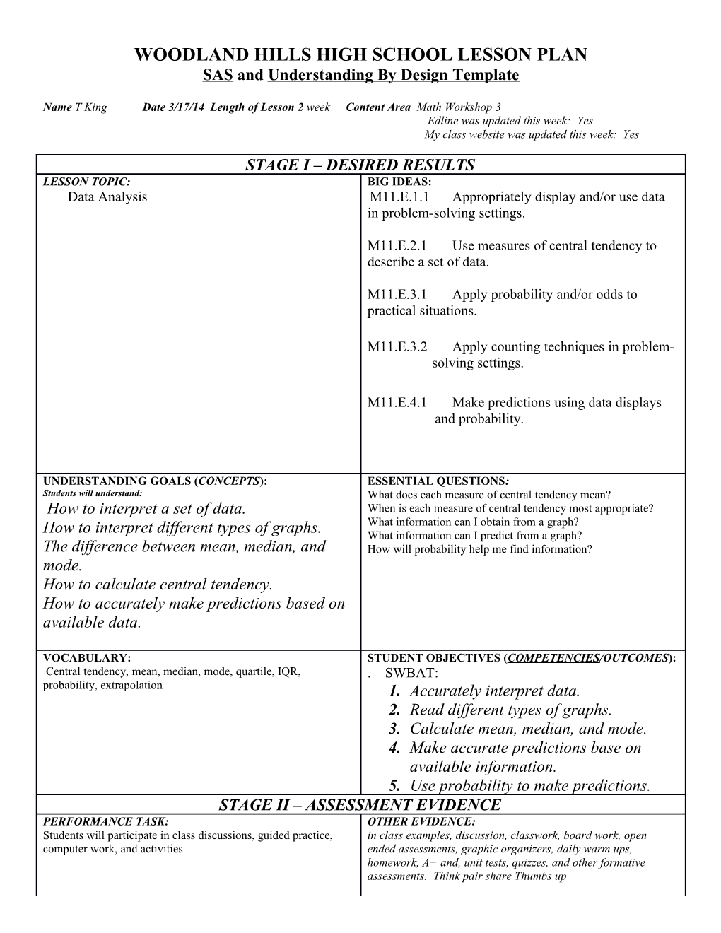 Fairless Elementary School Lesson Plan s3