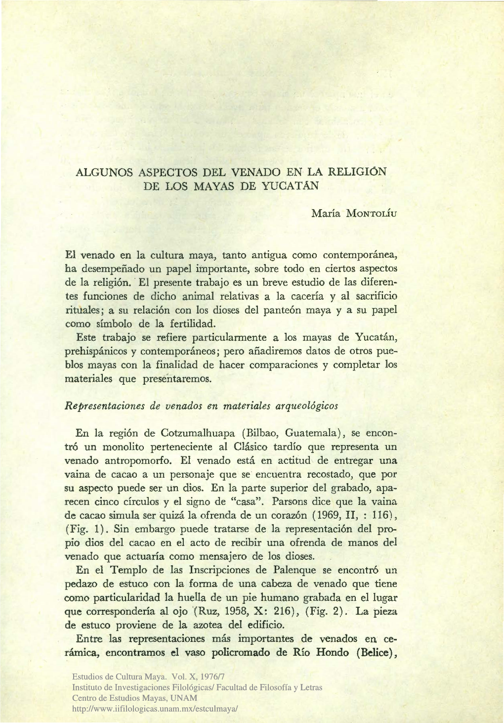 Algunos Aspectos Del Venado Religion Mayas Yucatan