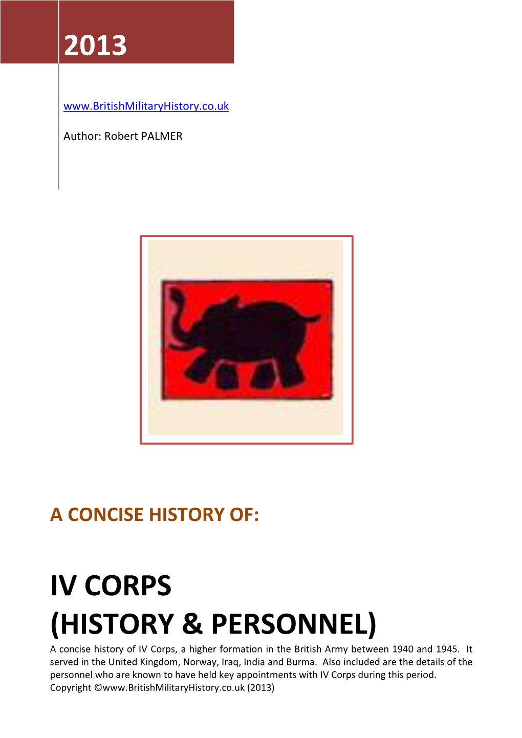 IV Corps History & Personnel