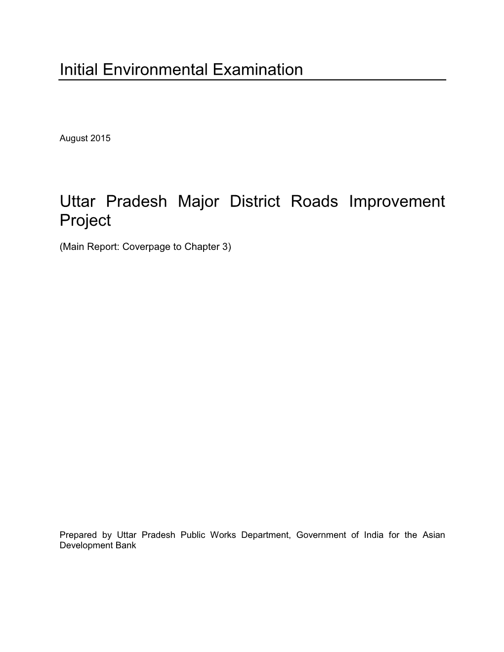 Uttar Pradesh Major District Roads Improvement Project