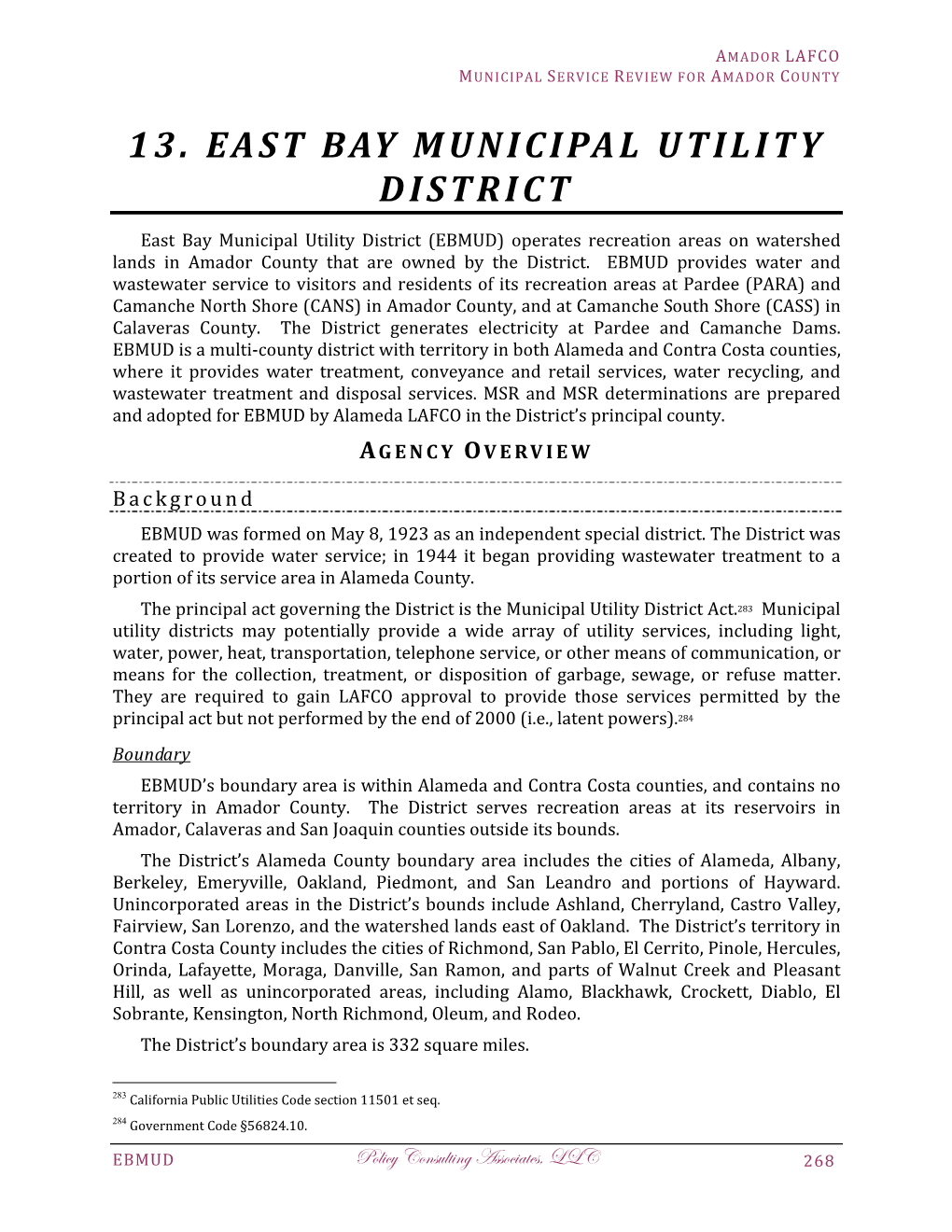 13. East Bay Municipal Utility District