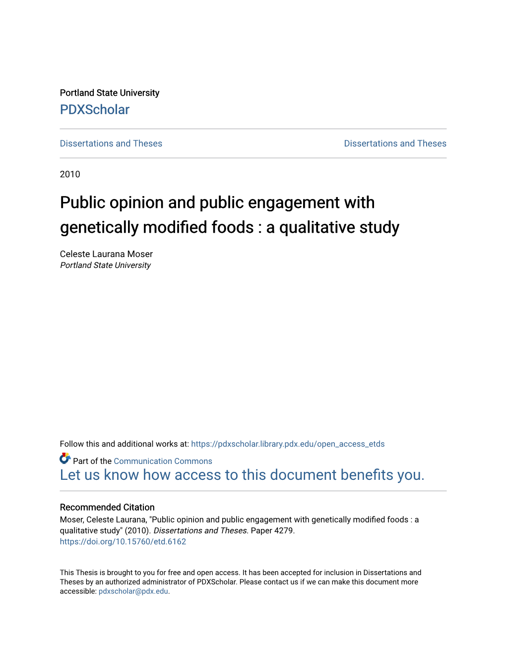 Public Opinion and Public Engagement with Genetically Modified Foods : a Qualitative Study