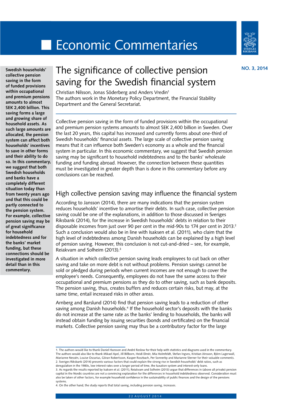 The Significance of Collective Pension Saving for the Swedish Financial