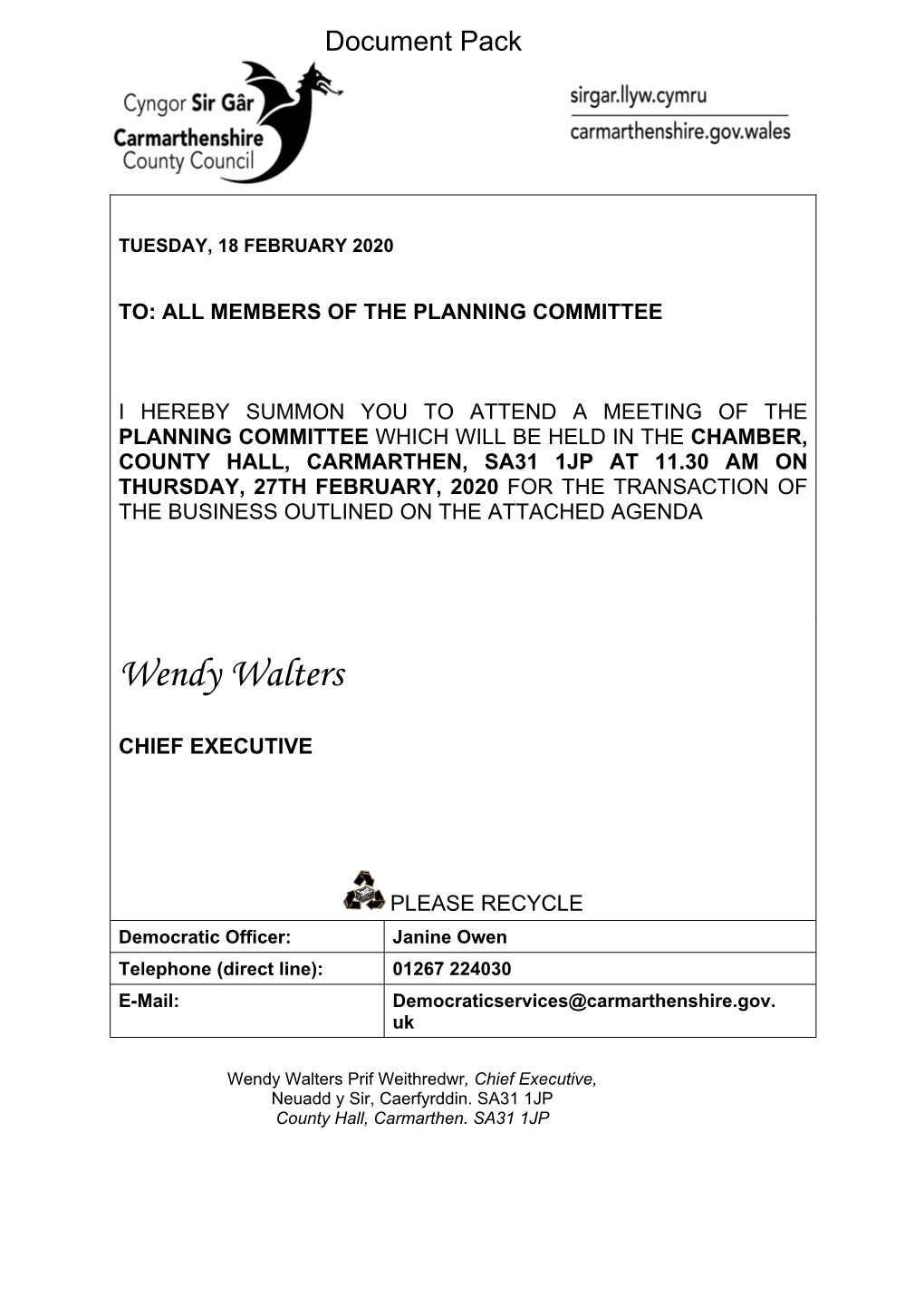 Agenda Document for Planning Committee, 27/02/2020 11:30
